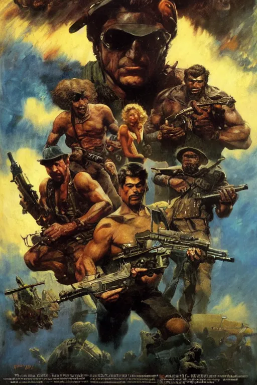 Prompt: Movie poster of Gun Star Heroes, Highly Detailed, Dramatic, eye-catching, A masterpiece of storytelling, by frank frazetta, ilya repin, 8k, hd, high resolution print