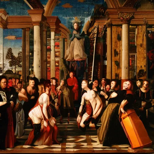 Prompt: punk rock show in a renaissance style