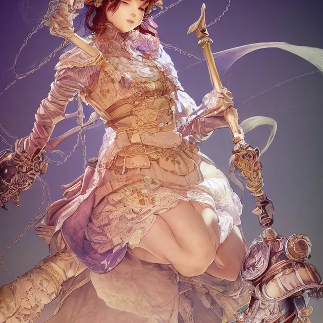 Image similar to the portrait of neutral good colorful female cleric bard as absurdly beautiful, gorgeous, elegant, skinny young gravure idol, an ultrafine hyperdetailed illustration by kim jung gi, irakli nadar, intricate linework, sharp focus, bright colors, octopath traveler, final fantasy, unreal engine 5 highly rendered, global illumination, radiant light, detailed and intricate environment