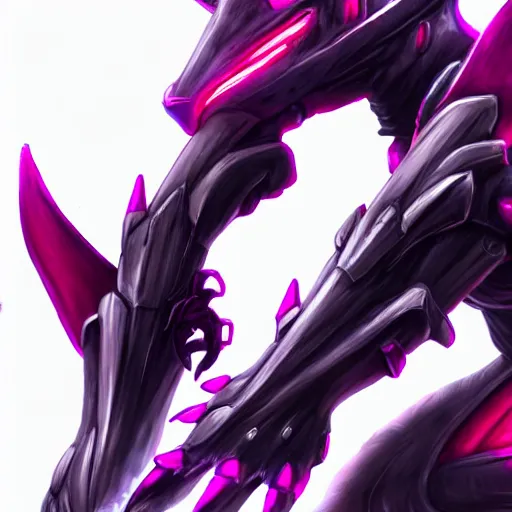 Image similar to very close up foot pov shot, detailed foot shot, feet art, furry paw pov, paw pov, dragon paw, paws, hyperdetailed elegant beautiful stunning hot anthropomorphic mecha female dragon, sharp silver armor fuchsia skin, showing high quality hyperdetailed paws mecha dragon feet at camera, sharp claws, warframe fanart, furaffinity, deviantart