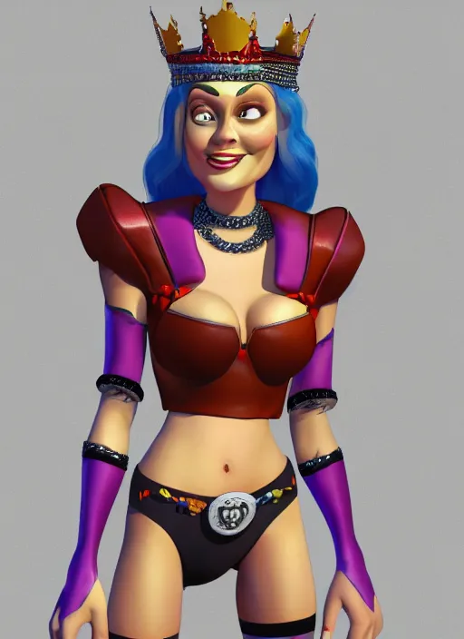 Image similar to harley queen as a man king in pixar style, smooth render, high - quality