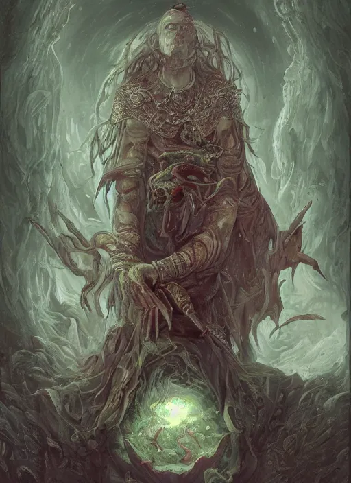 Image similar to fineart illustration of the necromancer, hyper detailed, fantasy surrealism, crisp