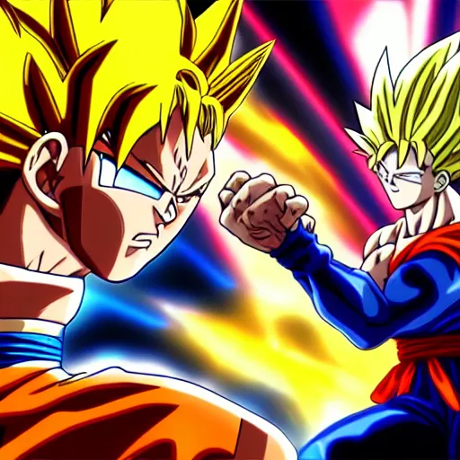 Prompt: saitama punching goku, high resolution anime battle 4k