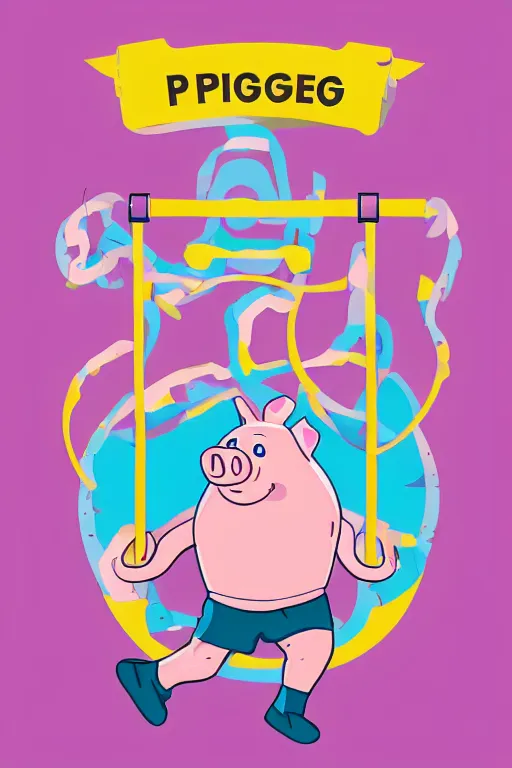 Image similar to A pig fitness coach, sticker, portrait, highly detailed, colorful, illustration, smooth and clean vector curves, no jagged lines, vector art, smooth