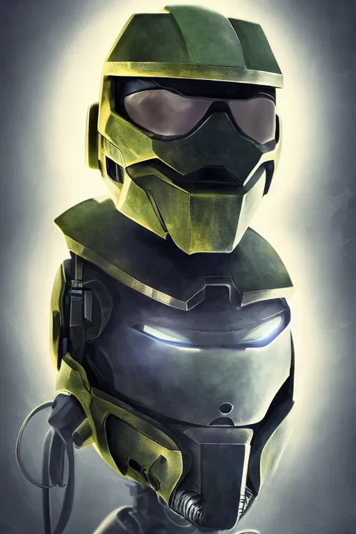 Image similar to robot ninja mask helmet halo master chief radiating a glowing aura global illumination ray tracing hdr fanart arstation by ian pesty and katarzyna da „ bek - chmiel