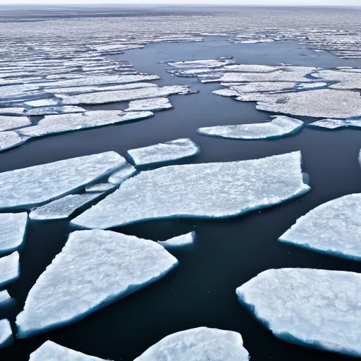 Prompt: a top view of ice floes.