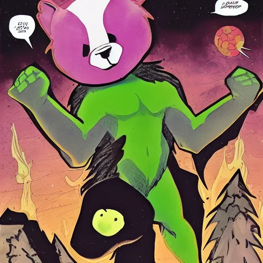 Image similar to Beastboy as a ferret, Comic book art