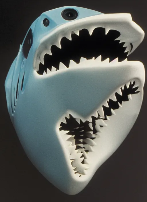 Prompt: jaws great white shark transformers, 1 9 8 0 s product photography, studio lighting