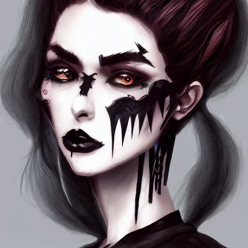 Prompt: a girl wearing gothic clothes, dark lipstick, highly detailed, digital painting, artstation, concept art, smooth, sharp focus, illustration