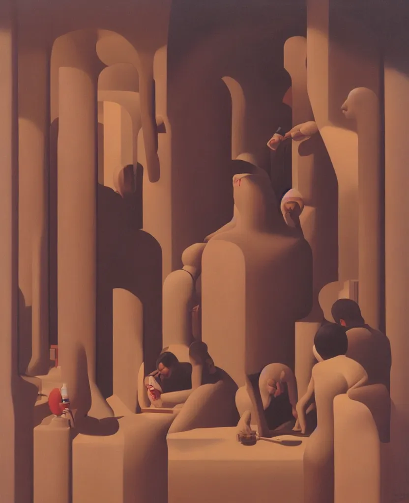 Image similar to oil painting by george tooker