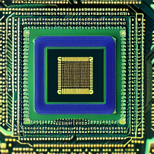 Prompt: macro photo of new nano computer processor chip,