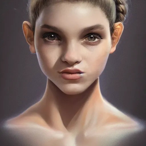 Image similar to Perfectly-Centered Portrait of a Realistic Beautiful Young Woman Wearing Fake-Cat-Ears and t-shirt and shorts, perfect female specimen, intricate, elegant, super highly detailed, professional digital painting, artstation, concept art, smooth, sharp focus, no blur, no dof, extreme illustration, Unreal Engine 5, Photorealism, HD quality, 8k resolution, cinema 4d, 3D, beautiful, cinematic, art by artgerm and greg rutkowski and alphonse mucha and loish and WLOP