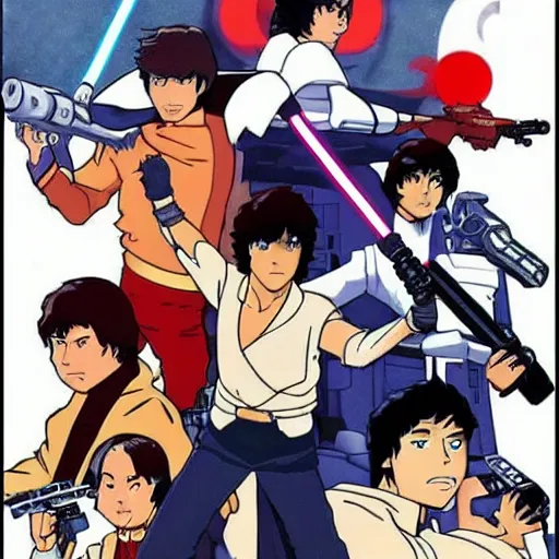 Image similar to star wars anime from the 1980s by Cowboy Bebop and Studio Ghibli