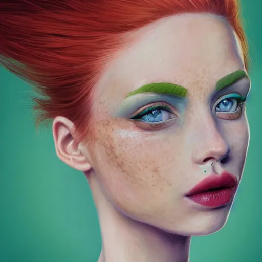 Prompt: a red haired, beautiful woman with blue / green eyes, some freckles, pale skin deep focus, elegant, digital painting, smooth, sharp focus, golden ratio, illustration, ultra realistic, 8 k, art by jasmine becket griffith