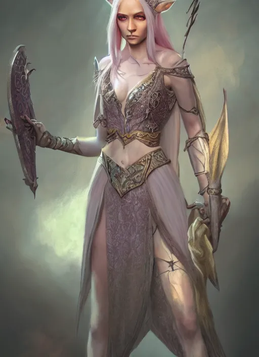 Prompt: full body concept, beautiful pastel painting of a D&D style elven female thief with a very beautiful face and centered eyes wearing intricate clothing, ultra detailed, octane render, 4K, dystopian, micro details