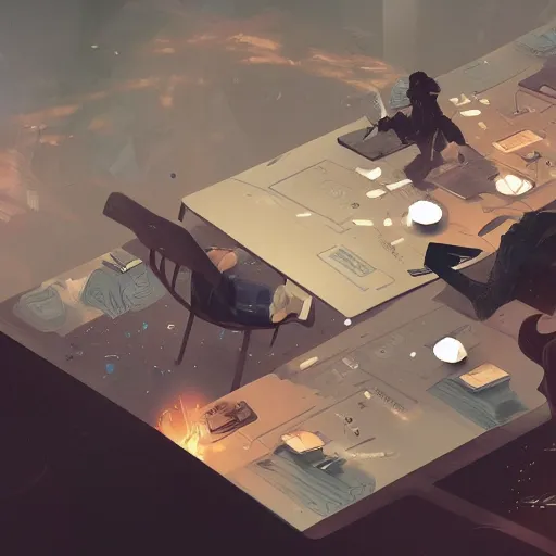 Prompt: user interface, the office table by victo ngai and ruan jia and greg rutkowski, trending on artstation, unreal engine, 4 k hd wallpaper