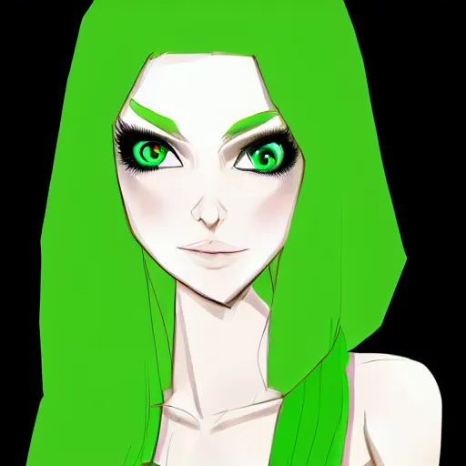 Prompt: long shot of blonde girl in black top, and with green eyes, digital art, trending on artstation