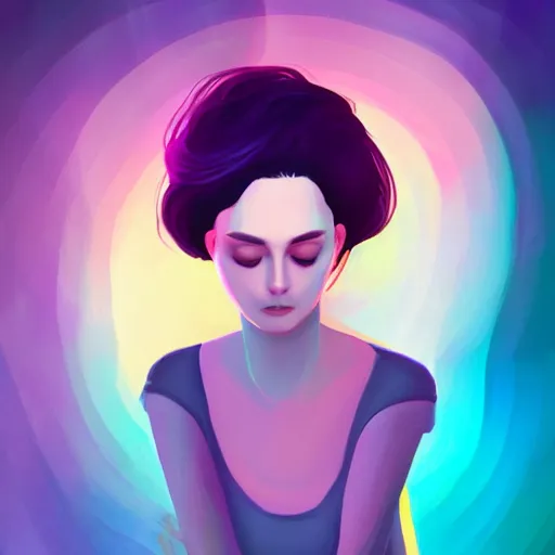 Image similar to portrait of a woman inspired by lois van baarle, illustration iridescent, iridescent background, hair styles, light make up, cinematic 8 k