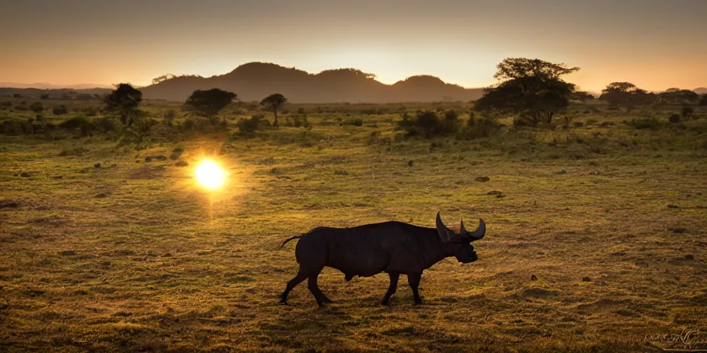 Image similar to halo warthog sitting on the landscape, sunrise