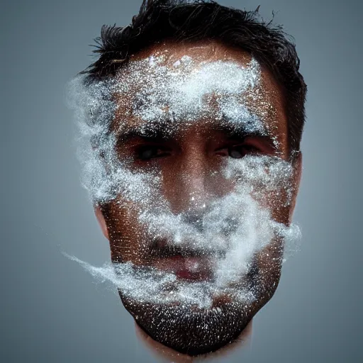 Prompt: man face made of smoke particles