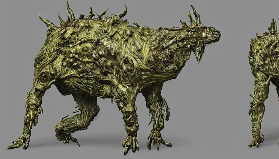 Prompt: a hybrid creature fauna cybernetic zbrush