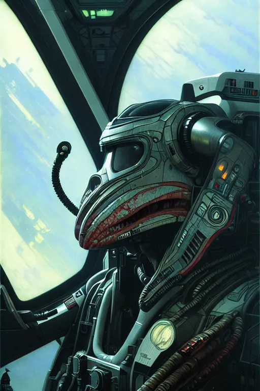 Prompt: ultra realistic, predator spaceship pilot in cockpit, sci - fi, intricate details, eerie, highly detailed, octane render, 8 k, art by artgerm and alphonse mucha and greg rutkowski