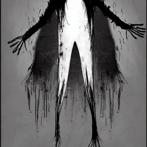 Image similar to rorsach inkblot slenderman ghost illustration by Dholl