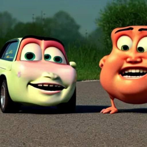 Image similar to horrifying Pixar cars, Pixar style horror,