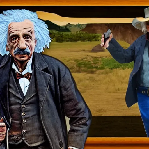 Prompt: Albert Einstein and red dead redemption 2 4k detailed super realistic