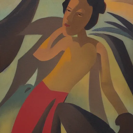 Image similar to oil on masonite painting by aaron douglas