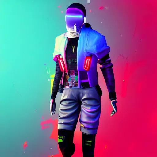 Image similar to futuristic apparel bright colours happy cyberpunk, featured on artstation, 4k, realistic