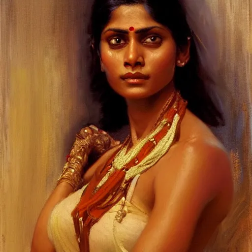 Image similar to a fit indian woman. highly detailed painting by gaston bussiere, craig mullins, j. c. leyendecker 8 k