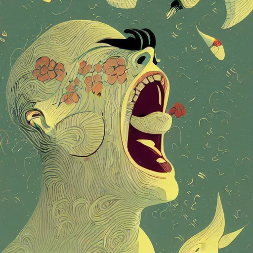 Image similar to illustration of Yelling, by Victo Ngai and James Gilleard