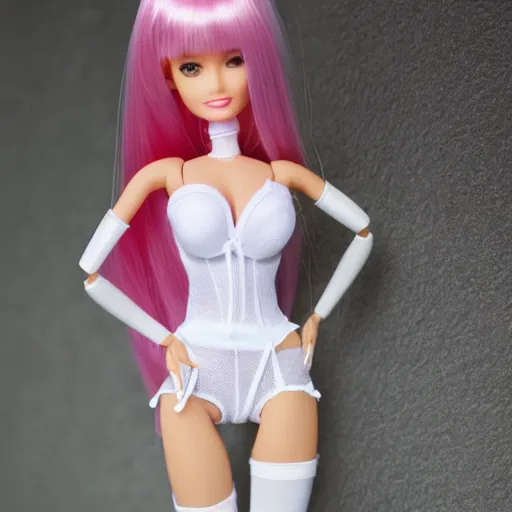 prompthunt: anime barbie in white stockings, white bra