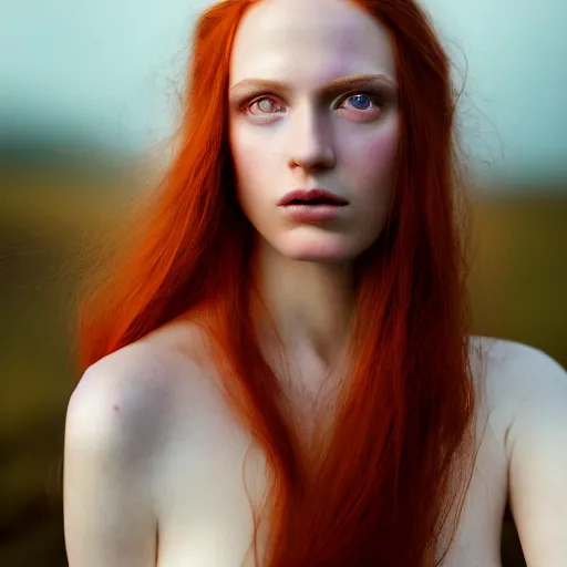 Image similar to photographic portrait of a stunningly beautiful renaissance female in soft dreamy light at sunset, red hair, fre kles, pale skin, contemporary fashion shoot, by edward robert hughes, annie leibovitz and steve mccurry, david lazar, jimmy nelsson, breathtaking, 8 k resolution, extremely detailed, beautiful, establishing shot, artistic, hyperrealistic, beautiful face, octane render
