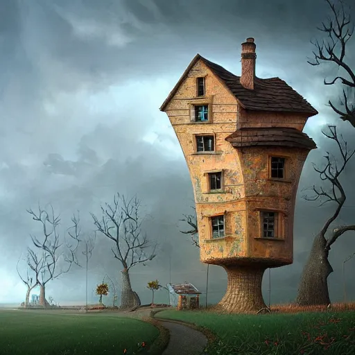 Image similar to an intriguing building in a beautiful landscape by gediminas pranckevicius