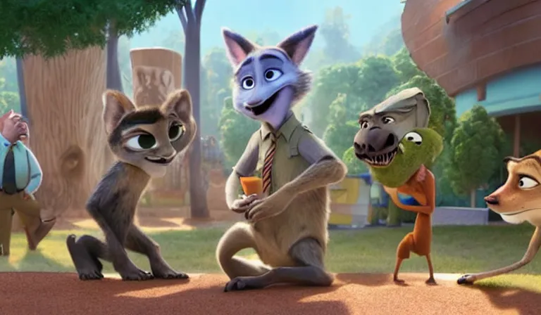 Image similar to A scene from Zootopia. Big Cry. Pixar Digital Movies