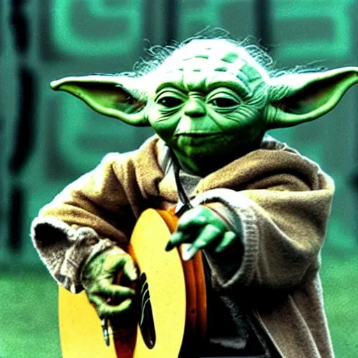 Image similar to yoda performing at woodstock