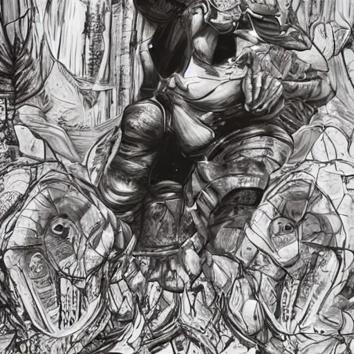 Image similar to mario stomping on a goomba, line art black and white, art by artgerm and greg rutkowski and alphonse mucha