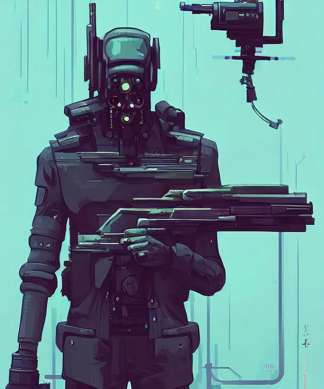 Image similar to a portrait of an anthropomorphic surveillance camera holding an ak 4 7, cyberpunk!, fantasy, elegant, digital painting, artstation, concept art, matte, sharp focus, illustration, art by josan gonzalez