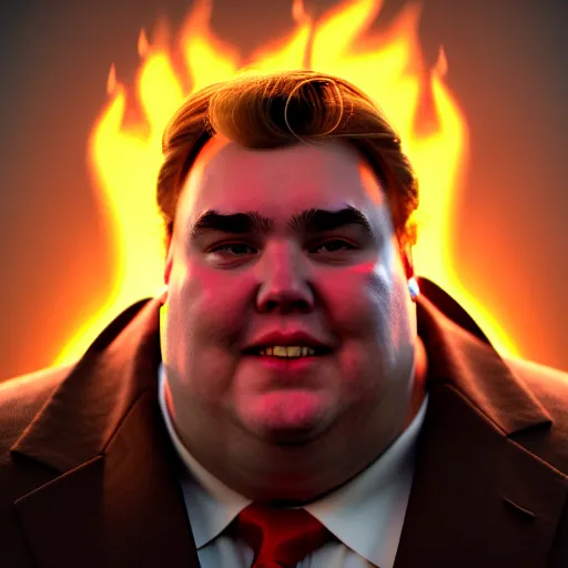 Image similar to portrait of john candy crying, john candy suffering, metaverse on fire, octane render, trending on artstation