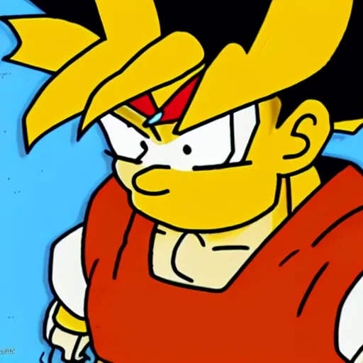 Prompt: son goku in tue style of simpson