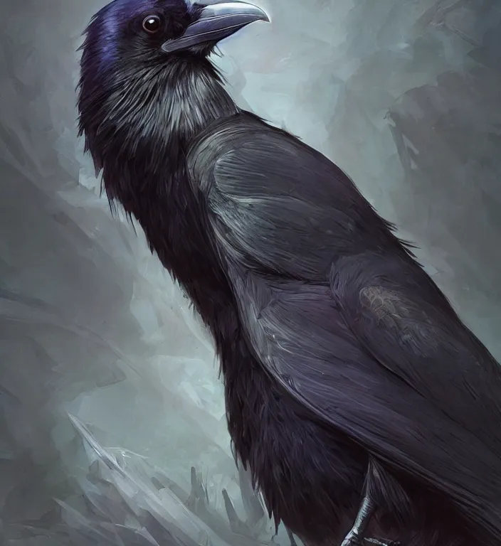 Image similar to perfectly - centered - portrait of a raven bird from league of legends, intricate, highly detailed, digital painting, artstation, concept art, smooth, sharp focus, illustration, unreal engine 5, 8 k, art by artgerm and greg rutkowski and alphonse mucha