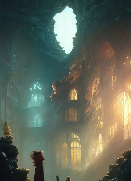 Image similar to highly detailed portrait of harry potter, stephen bliss, unreal engine, fantasy art by greg rutkowski, loish, rhads, ferdinand knab, makoto shinkai and lois van baarle, ilya kuvshinov, rossdraws, tom bagshaw, alphonse mucha, global illumination, radiant light, detailed and intricate environment