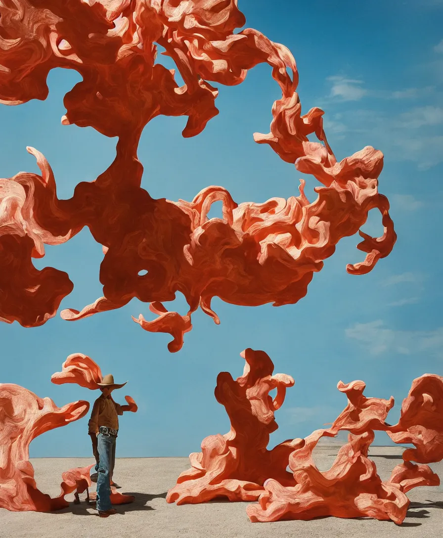 Image similar to a cowboy turning into blooms by slim aarons, by zhang kechun, by lynda benglis. tropical sea slugs, angular sharp tractor tires. complementary bold colors. warm soft volumetric dramatic light. national geographic. 8 k, rendered in octane, smooth gradients. angular sculpture by antonio canova by gian lorenzo bernini.