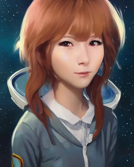 Image similar to portrait Anime astronaut girl cute-fine-face, pretty face, realistic shaded Perfect face, fine details. Anime. realistic shaded lighting by Ilya Kuvshinov Giuseppe Dangelico Pino and Michael Garmash and Rob Rey, IAMAG premiere