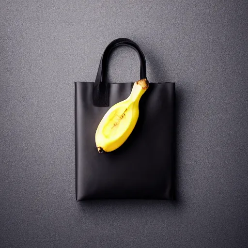 Image similar to a OPAQUE bag containing a banana, black background