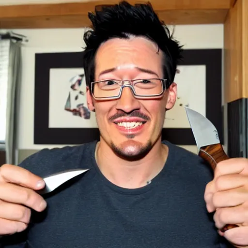 Image similar to markiplier with a knife