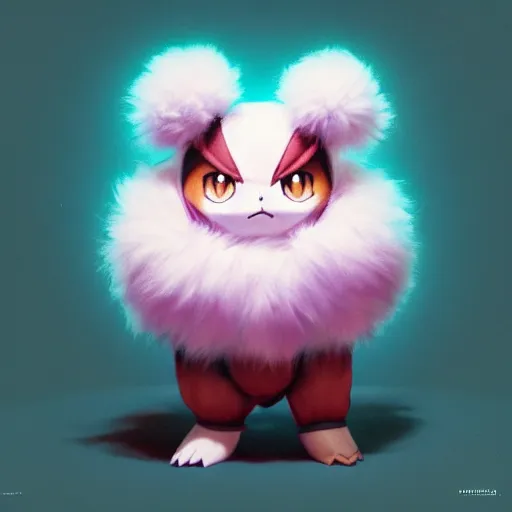 Image similar to a fluffy pokemon:: by guillermo del toro and Martine Johanna and Simon Stålenhag and Chie Yoshii frank Lloyd Wright:: dynamic, particulate, pastel colors, intricate, elegant, highly detailed, centered, artstation, smooth, sharp focus, octane render, 3d