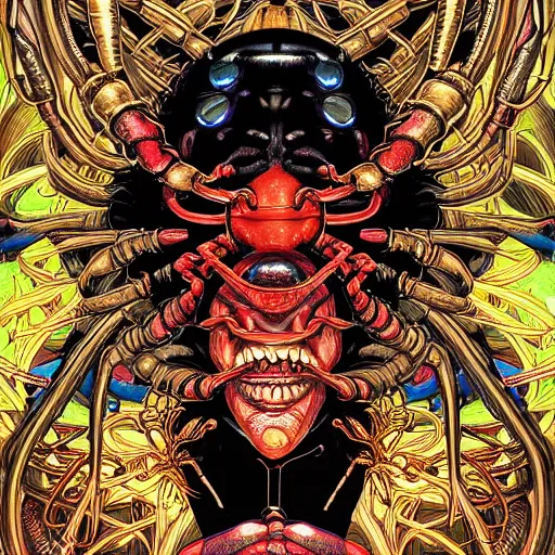 Prompt: portrait of crazy black lobster man, symmetrical, by yoichi hatakenaka, masamune shirow, josan gonzales and dan mumford, ayami kojima, takato yamamoto, barclay shaw, karol bak, yukito kishiro